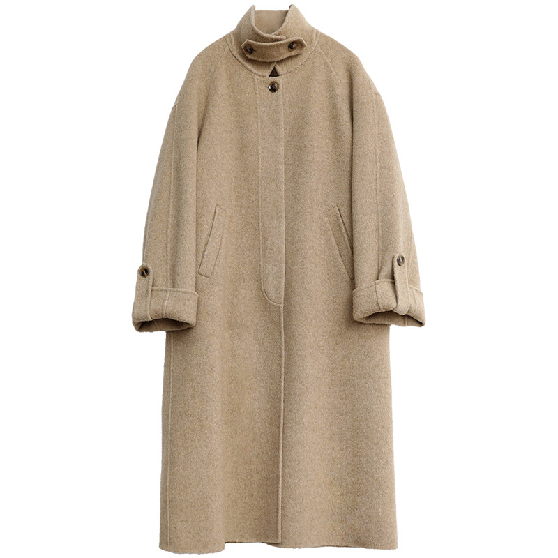 CV大码女装 2025冬季新款翻领长款毛呢外套羊毛双面呢大衣配腰带,淘宝优惠券,粉丝福利购,淘宝优惠卷