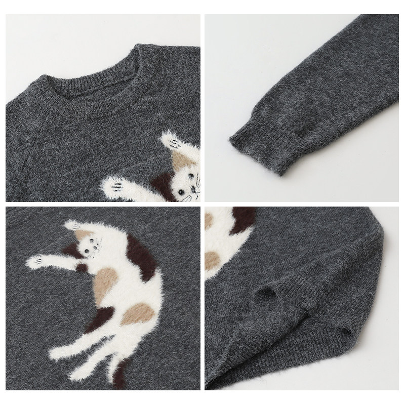 CV大码女装冬季新品圆领针织猫咪减龄羊毛毛衣保暖毛针织衫女胖mm,淘宝优惠券,粉丝福利购,淘宝优惠卷