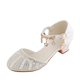 Silver girls single shoes baby girl spring crystal white little girl princess shoes fashionable little high heels with dress walk