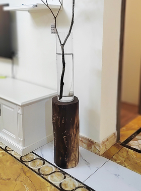 实木墩树桩摆件复古底座圆凳换鞋凳边几床头柜橱窗装饰侘寂风名宿