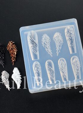 天使之翼美甲硅胶模具立体雕花浮雕翅膀5d指甲卡通饰品造型工具