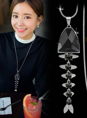 缀恋鱼骨长款韩国百搭项链鱼骨链