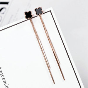 925银针四叶草耳环