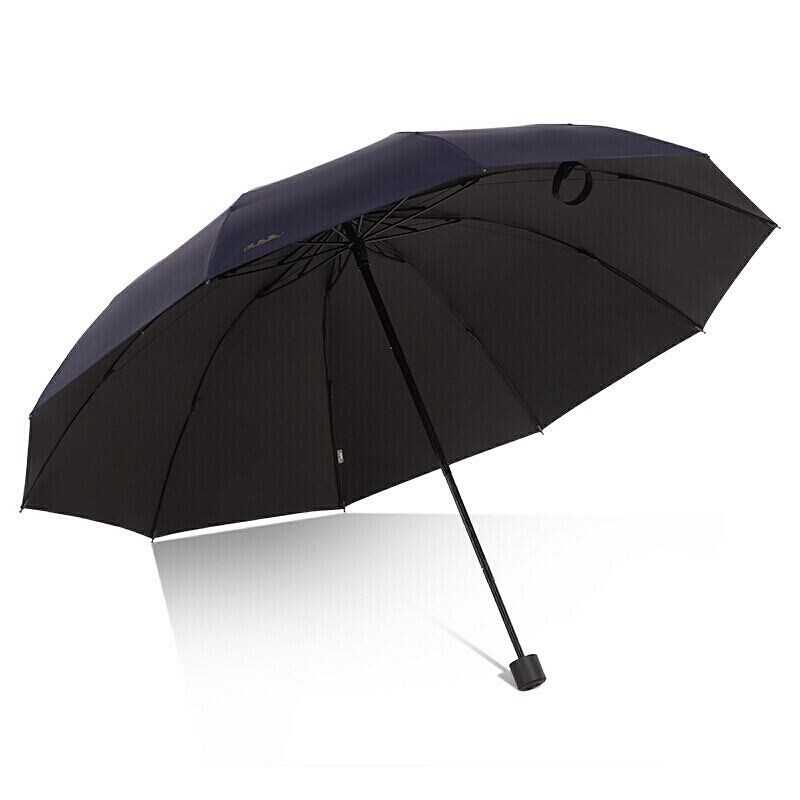 天堂伞晴雨伞三折叠便携防紫外线商务伞升级黑钢伞骨黑胶防晒遮阳 - 图0