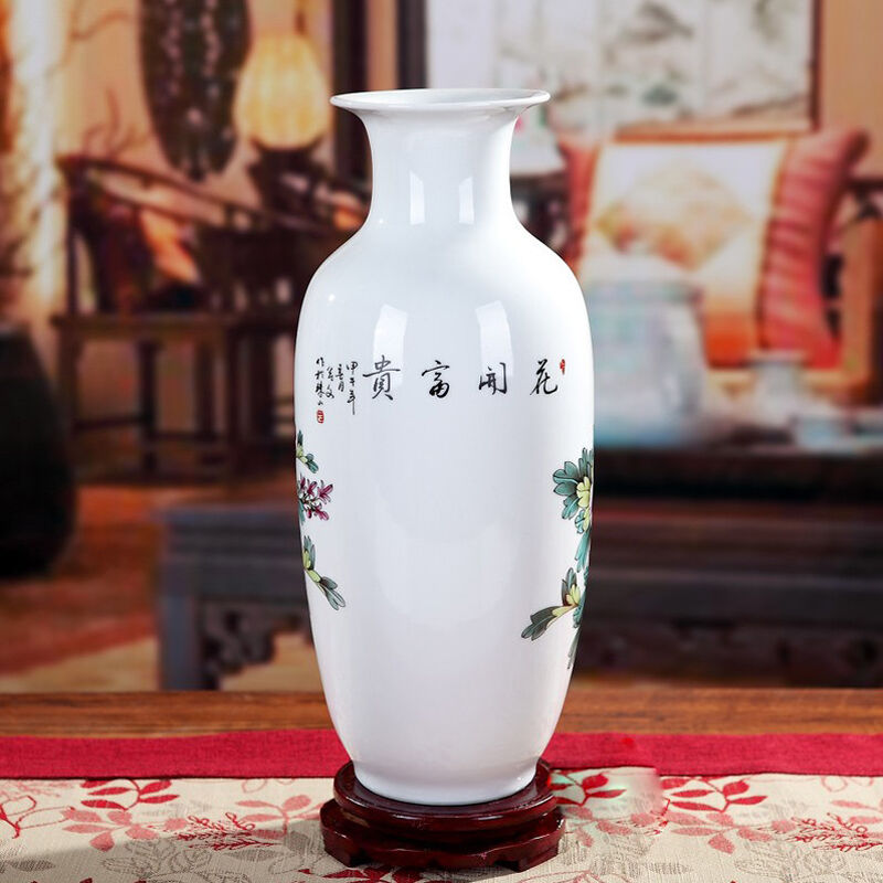 景鑫景德镇陶瓷器大花瓶三件套摆件新中式家居客厅富贵竹插花器电 - 图0