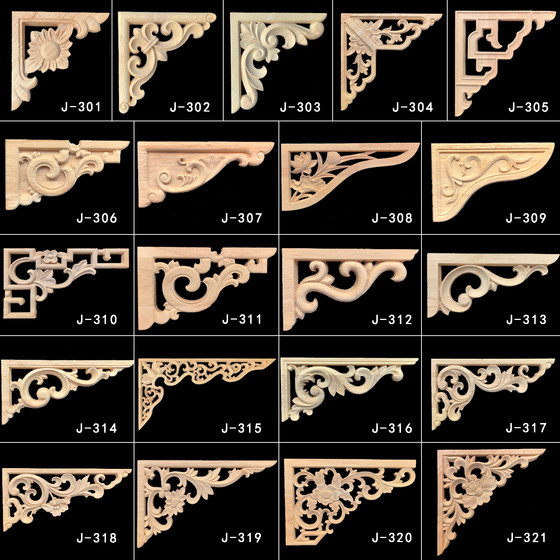 Dongyang wood carving, european solid wood corner flower, edge carved flower, chinese wood flower door center flower, cabinet door decorative corner flower