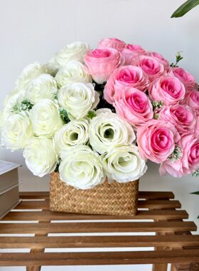 18头玫瑰仿真花婚庆装饰把束桌花