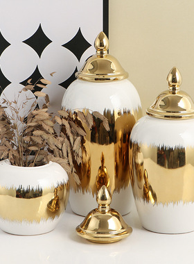 古典奢华欧美风陶瓷将军坛装饰罐