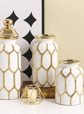 新古典奢华欧美金色陶瓷装饰罐