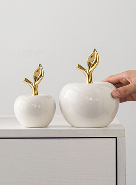 Ins奶油风高颜值陶瓷苹果摆件