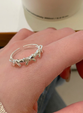 蝴蝶结戒指女简约冷淡风精致嘻哈开口指环网红新款小众百搭食指戒