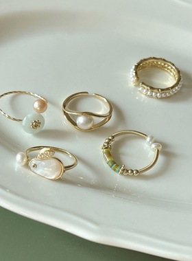 包邮甜美兔子戒指女可爱时尚清新小众云朵S925镀银开口指环网红食