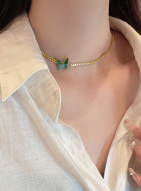 甜酷复古串珠水晶流苏项链小众设计感新中式颈链轻奢高级感锁骨链