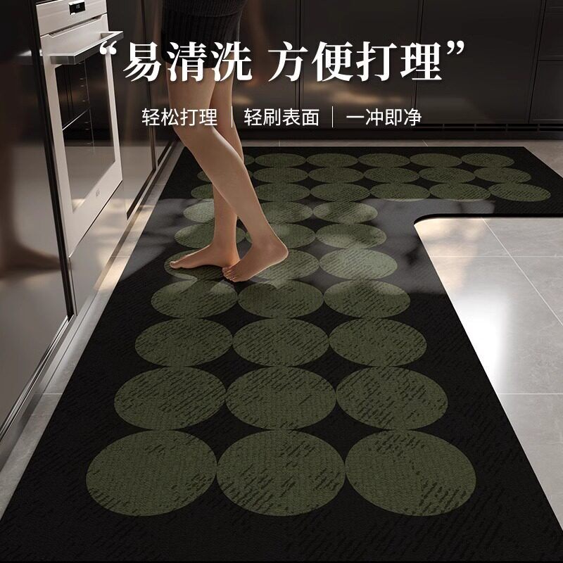2026 new light luxury and high-end kitchen floor mats are water-absorbent, oil-absorbent, non-slip and dirt-resistant floor mats, and can be scrubbed for L-shaped carpets.