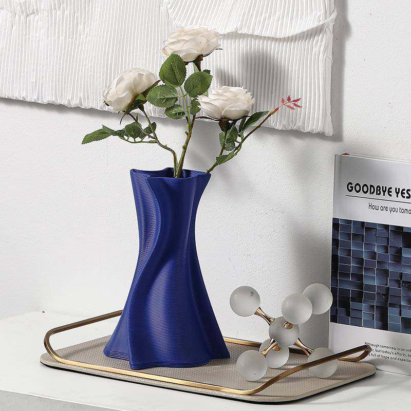 雨彤蓝色创意陶瓷花瓶花器摆件样板房售楼部居家软装饰品陶瓷花瓶,淘宝优惠券,粉丝福利购,淘宝优惠卷