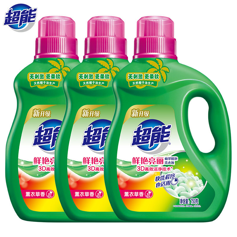 超能低泡家用实惠促销组合瓶洗衣液 超能常规洗衣液