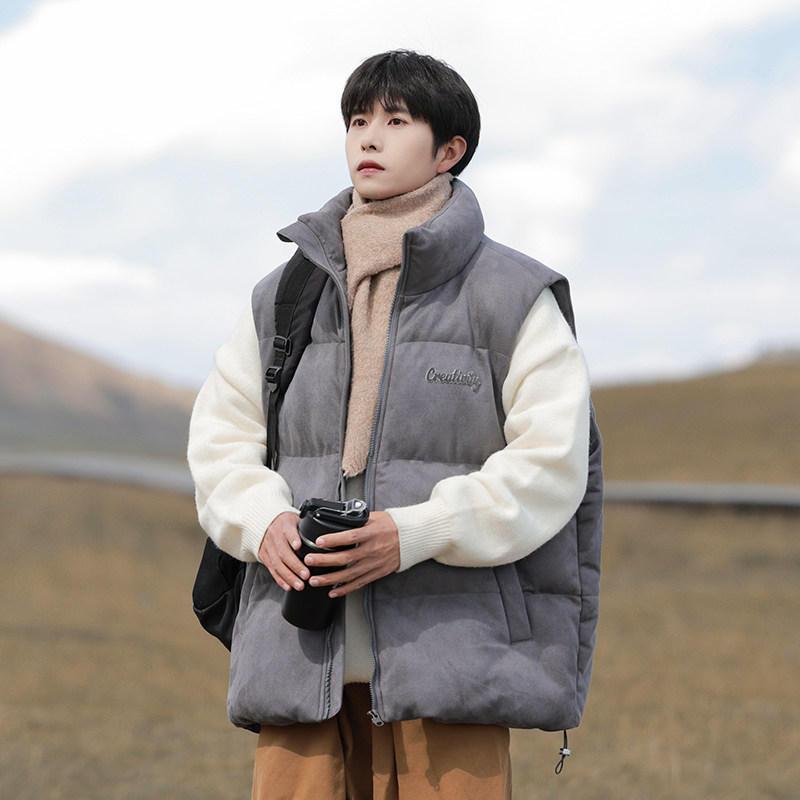 迈特优麂皮绒立领棉衣马甲男秋冬季2025新款无袖坎肩棉服背心外套,淘宝优惠券,粉丝福利购,淘宝优惠卷