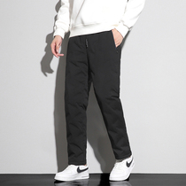 Straight Cylinder Down Pants Men Winter 2023 New American High Street Trend Easy To Thicken Warm Casual Long Pants Men