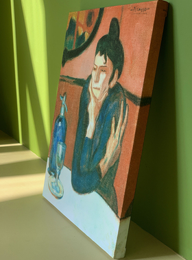 喝苦艾酒的人毕加索油画酒吧挂画