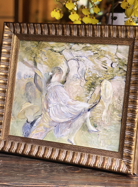 【苹果树上】可爱清新莫兰迪女孩挂画沙发背景墙复古印象派装饰画