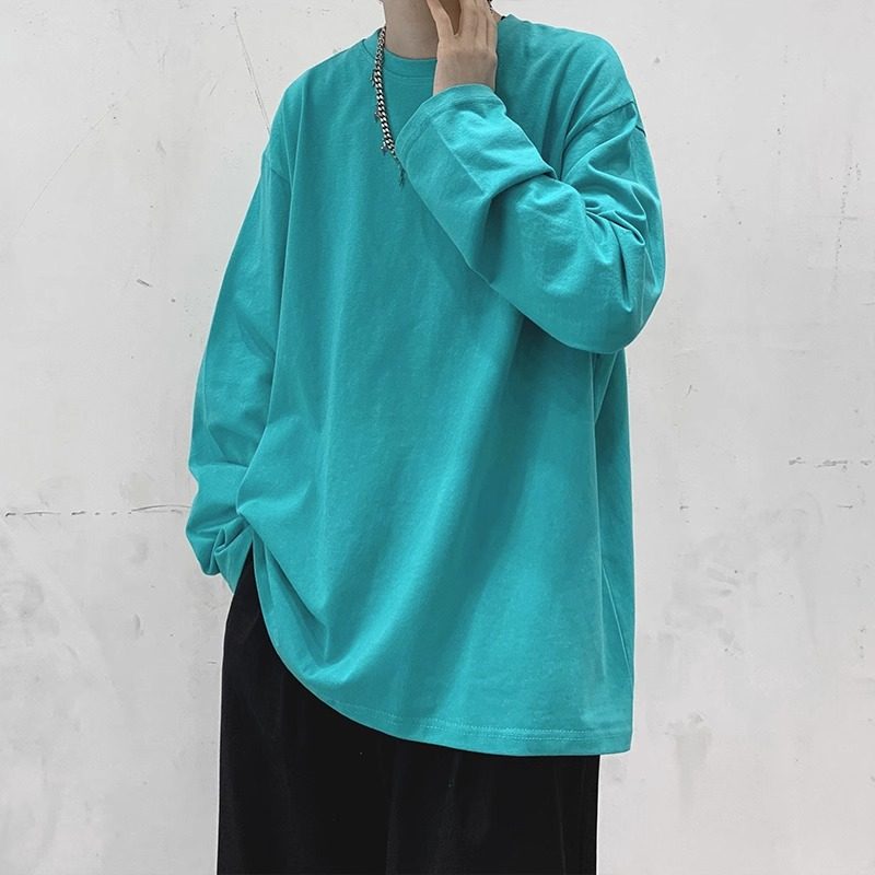 大码300斤2025秋季长袖T恤男潮流百搭纯色内搭衣服港风宽松打底衫,淘宝优惠券,粉丝福利购,淘宝优惠卷