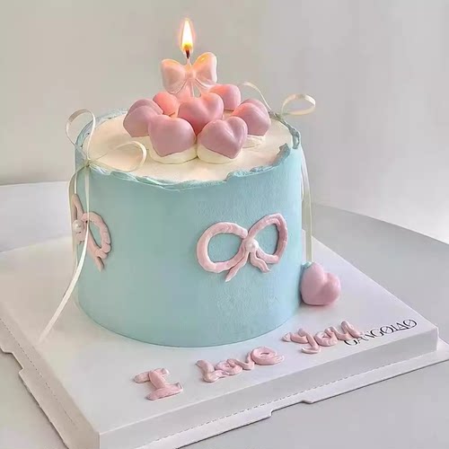 韩系ins简约风珠光白色蝴蝶结蜡烛蛋糕装饰丝带仙女生日爱心插件 - 图3