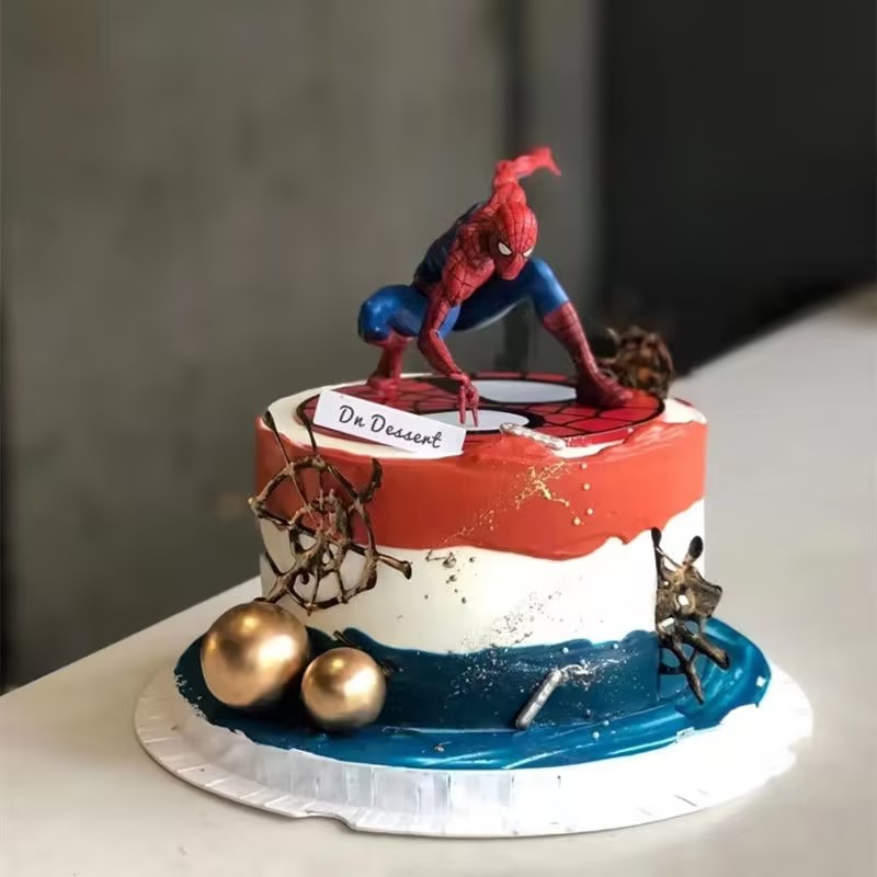 超级英雄蛋糕装饰品儿童生日蛛网摆件派对插件网红创意甜品台装扮 - 图0