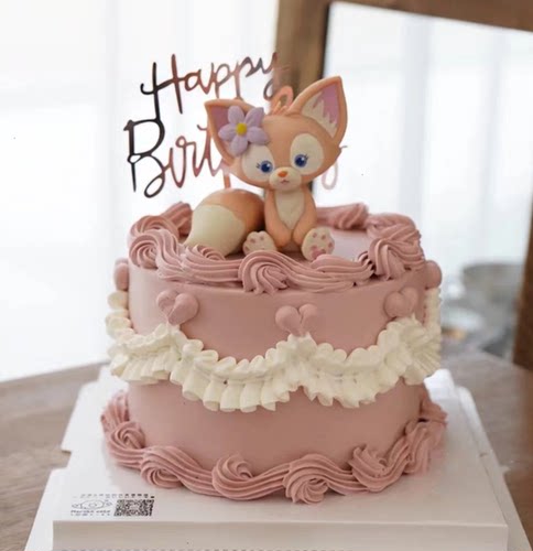 玲娜贝尔粉色小狐狸烘焙蛋糕装饰摆件川沙妲己网红女孩生日插件 - 图0