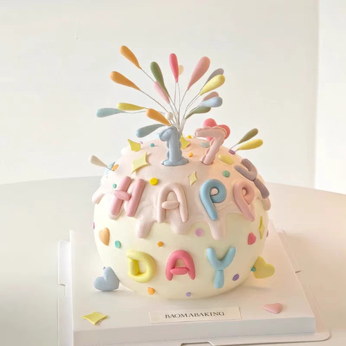 网红同款彩色礼花火生日蛋糕装饰插件happy birthday字母模具烘焙 - 图2