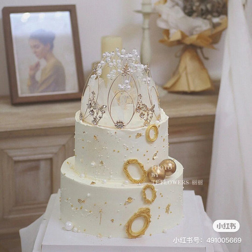 新款蛋糕装饰皇冠女王女神仙气生日蛋糕配件摆件插件珍珠皇冠王冠 - 图1