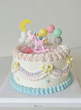 粉色系城堡儿童摇摇马蛋糕插件