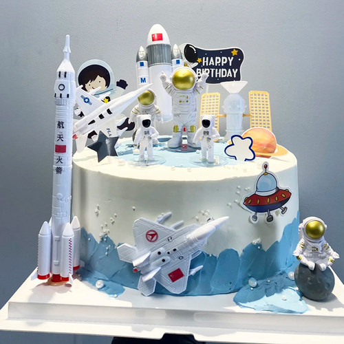 航天飞机7件套宇航员星球火箭蛋糕装饰品摆件模型宇宙飞船插件 - 图2