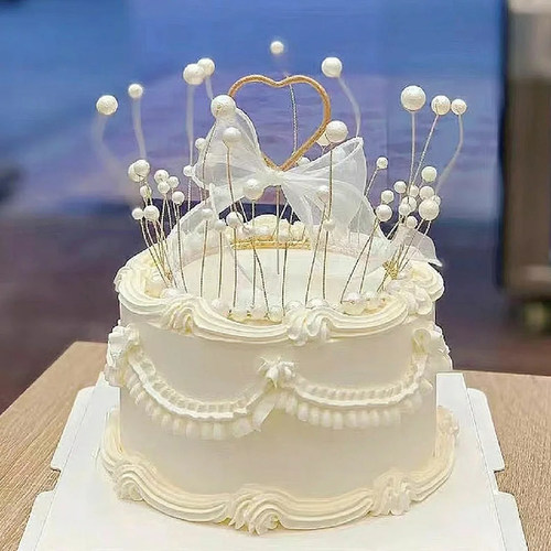 情人节海草蛋糕装饰珍珠海藻皇冠烘培摆件公主仙女网红生日插件 - 图3