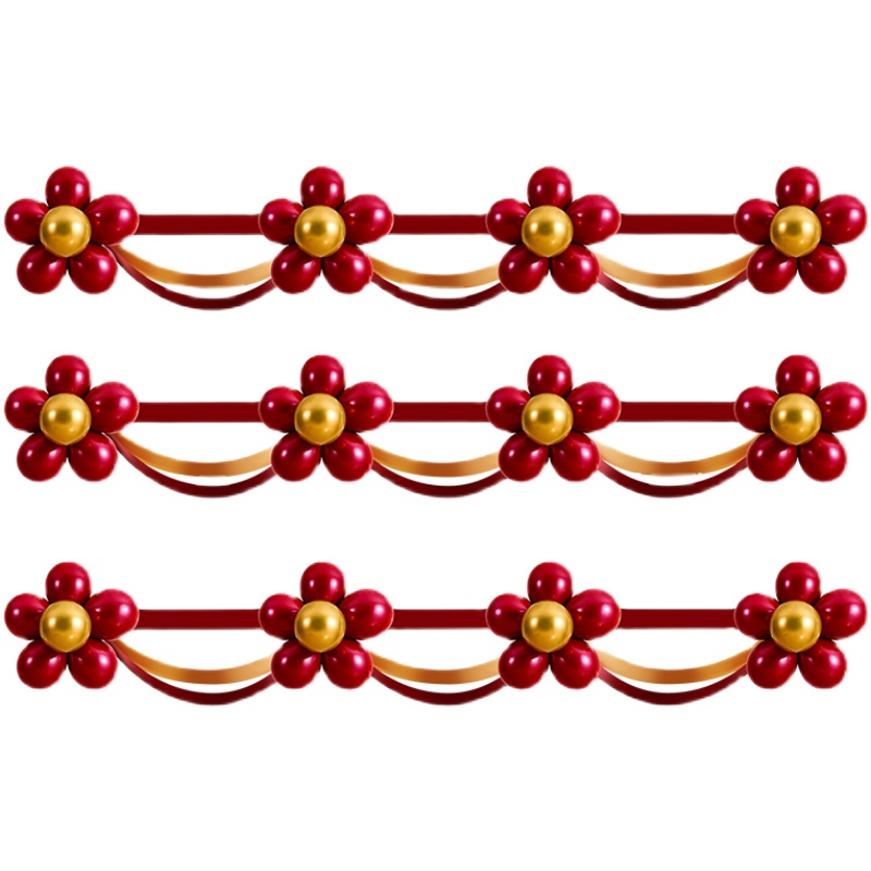 客厅阳台结婚礼婚庆用品婚房布置套装气球拉花波浪旗纱幔装饰楼梯-图3