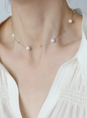 进口珍珠气泡女项链不掉色