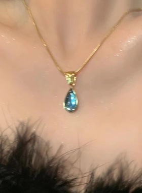 高级感小众蓝色海洋水晶项链