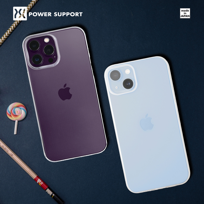 日本PowerSupport适用苹果15手机壳透明iPhone14promax超薄AirJacket保护套14Pro裸感磨砂plus时尚全包硬壳-图3