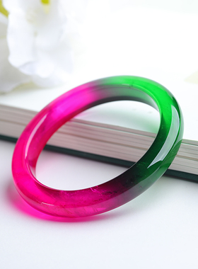 天然巴西老矿西瓜碧玺帕拉伊巴蓝鸽血红女款红绿双色艳丽正装手镯