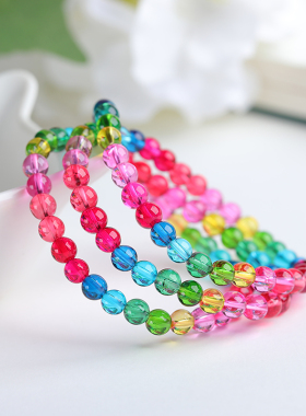 彩虹碧玺圆珠手链多圈