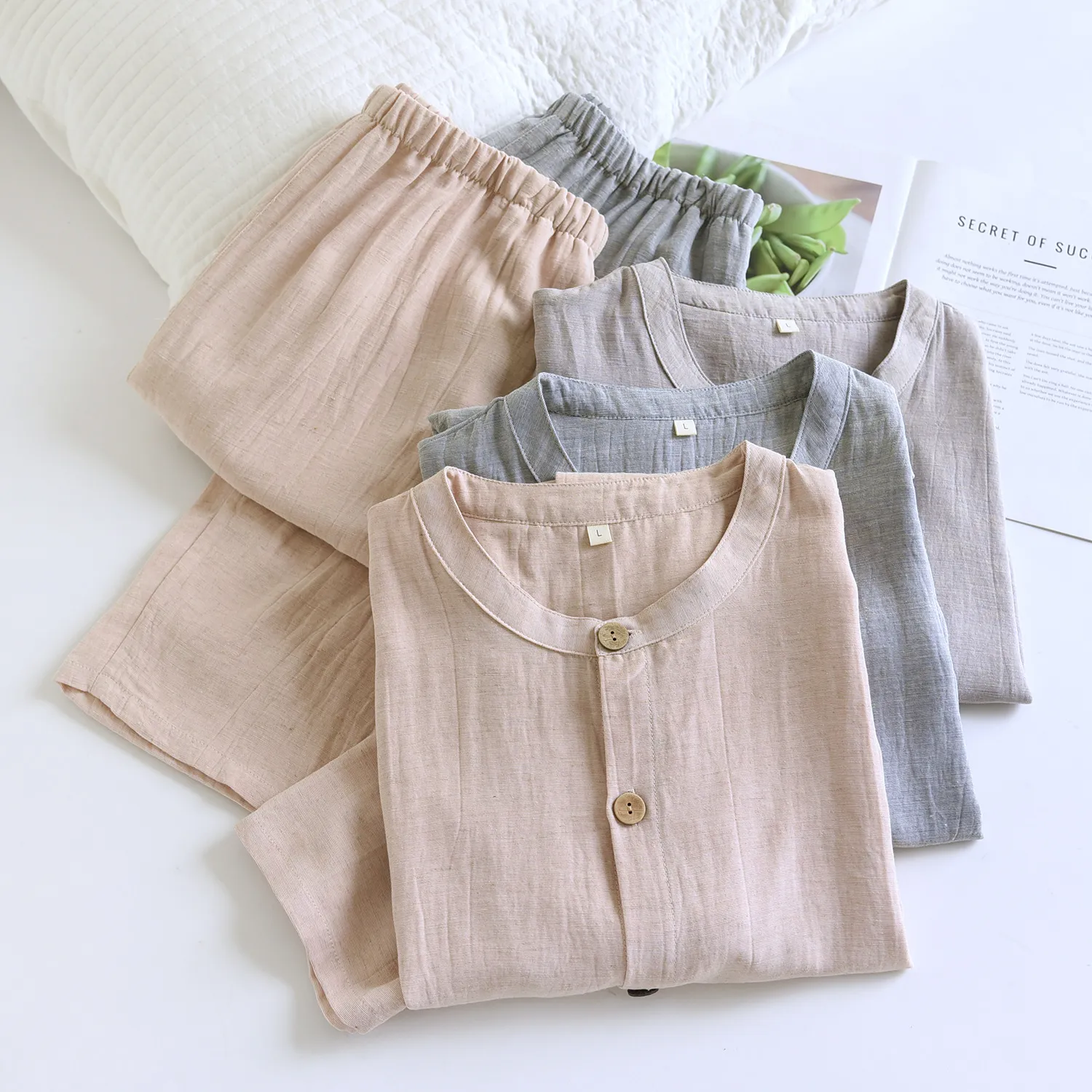 短袖长裤情侣睡衣大码家居服简约风男女士薄款夏季睡衣天丝麻家居,淘宝优惠券,粉丝福利购,淘宝优惠卷