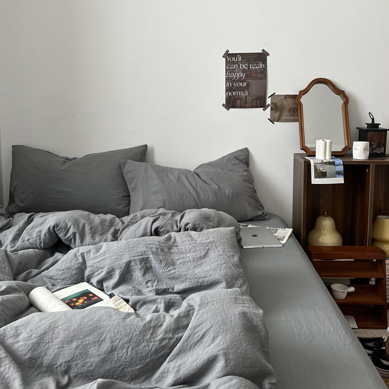 ins纯色四件套纯棉全棉床上用品被套床单床笠学生宿舍单人三件套4,淘宝优惠券,粉丝福利购,淘宝优惠卷