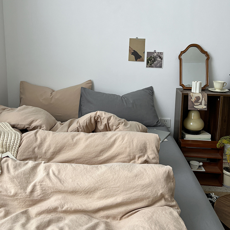 ins四件套纯棉床上用品被套全棉被罩床单学生单人宿舍三件套床笠4 - 图1