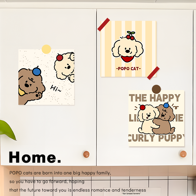 卷毛小狗厨房橱柜贴纸防油防潮翻新柜子贴画自粘防水墙贴装饰遮丑,淘宝优惠券,粉丝福利购,淘宝优惠卷