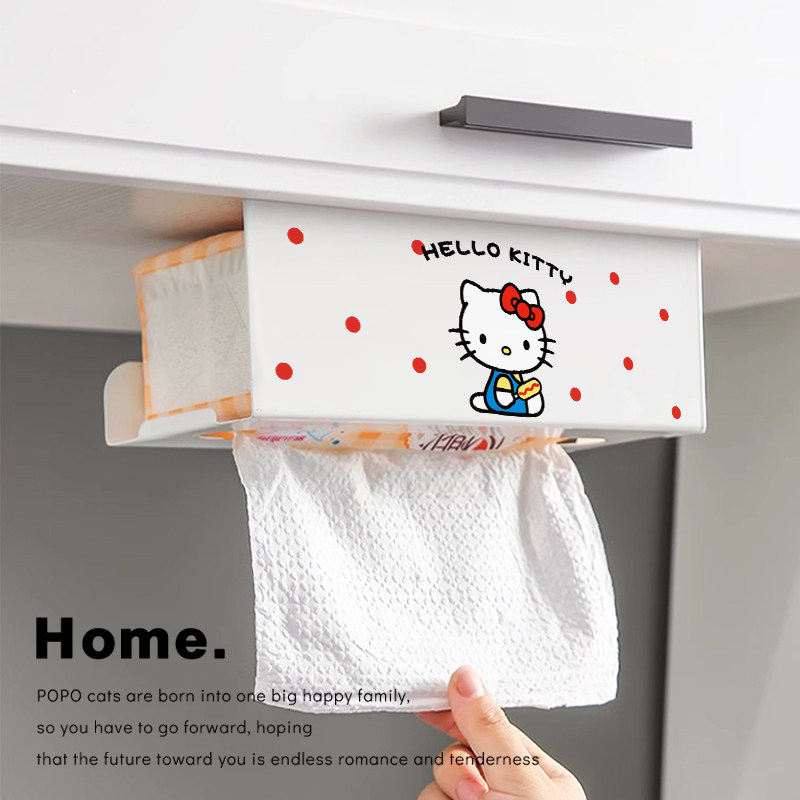 猫猫kitty厨房纸巾架免打孔悬挂式抽纸盒柜门下洗脸巾收纳盒倒挂,淘宝优惠券,粉丝福利购,淘宝优惠卷