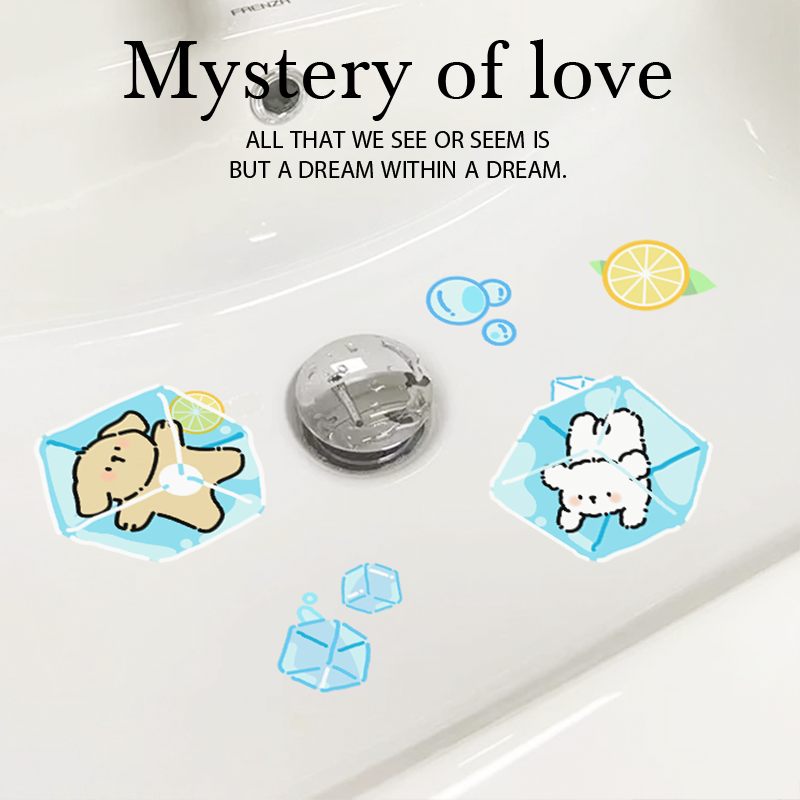 清凉小狗卫生间洗手台贴纸防水可爱浴室瓷砖贴厕所墙贴装饰遮丑贴,淘宝优惠券,粉丝福利购,淘宝优惠卷