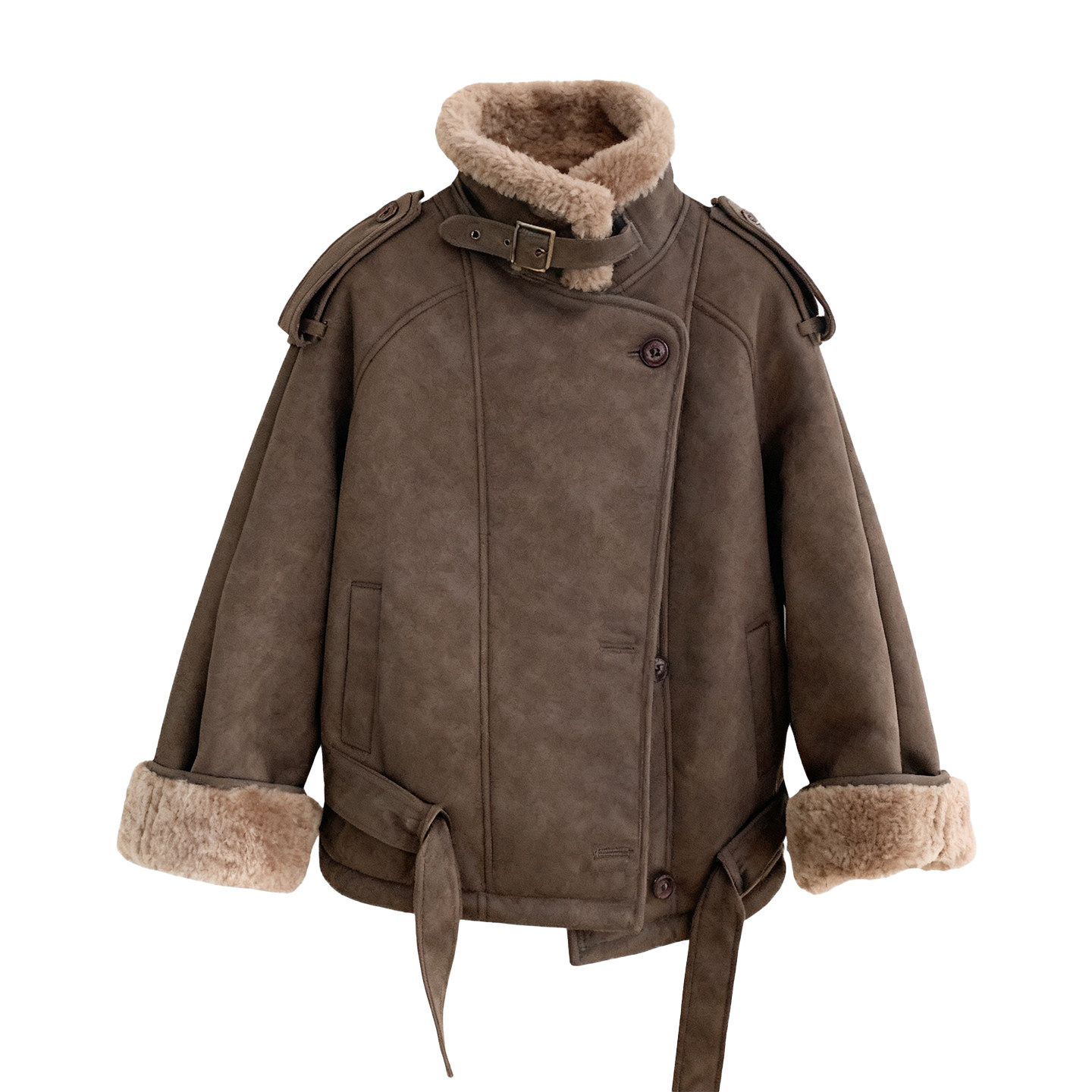 300斤胖mm大码甜酷风皮毛一体羊羔毛外套女冬季机车服显瘦棉服潮,淘宝优惠券,粉丝福利购,淘宝优惠卷