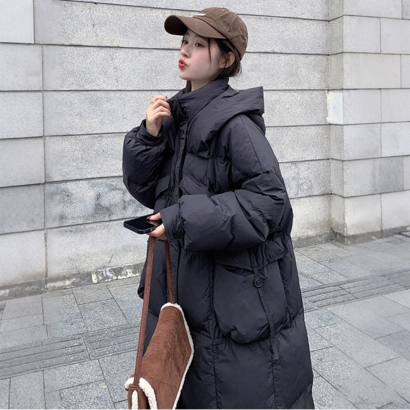 300斤特大码女装黑色连帽棉服外套女冬季胖mm中长款加厚保暖棉衣,淘宝优惠券,粉丝福利购,淘宝优惠卷