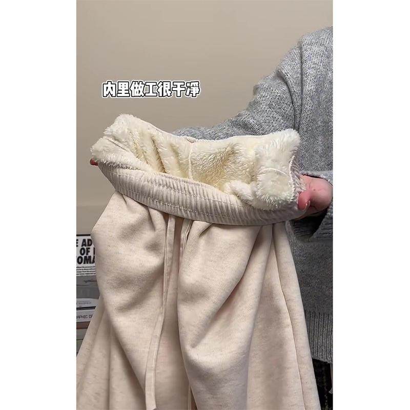 300斤胖mm大码女装羊羔绒加绒加厚阔腿裤女冬季高腰慵懒风休闲裤,淘宝优惠券,粉丝福利购,淘宝优惠卷