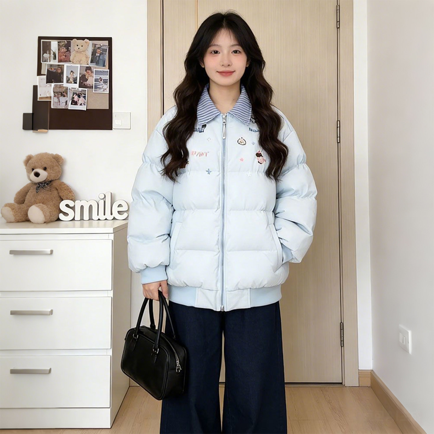 特大码女装胖mm韩系撞色翻领棉服女冬季加厚保暖高级感棉衣外套潮,淘宝优惠券,粉丝福利购,淘宝优惠卷