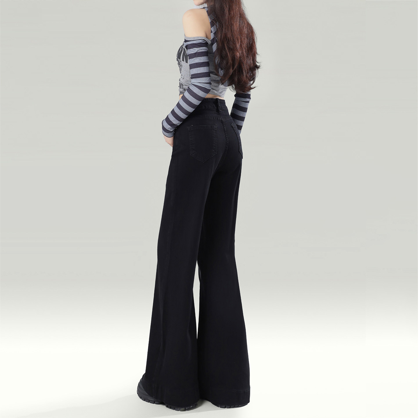 特大码女装胖mm黑色加绒加厚微喇牛仔裤女高腰显瘦喇叭马蹄裤子潮,淘宝优惠券,粉丝福利购,淘宝优惠卷